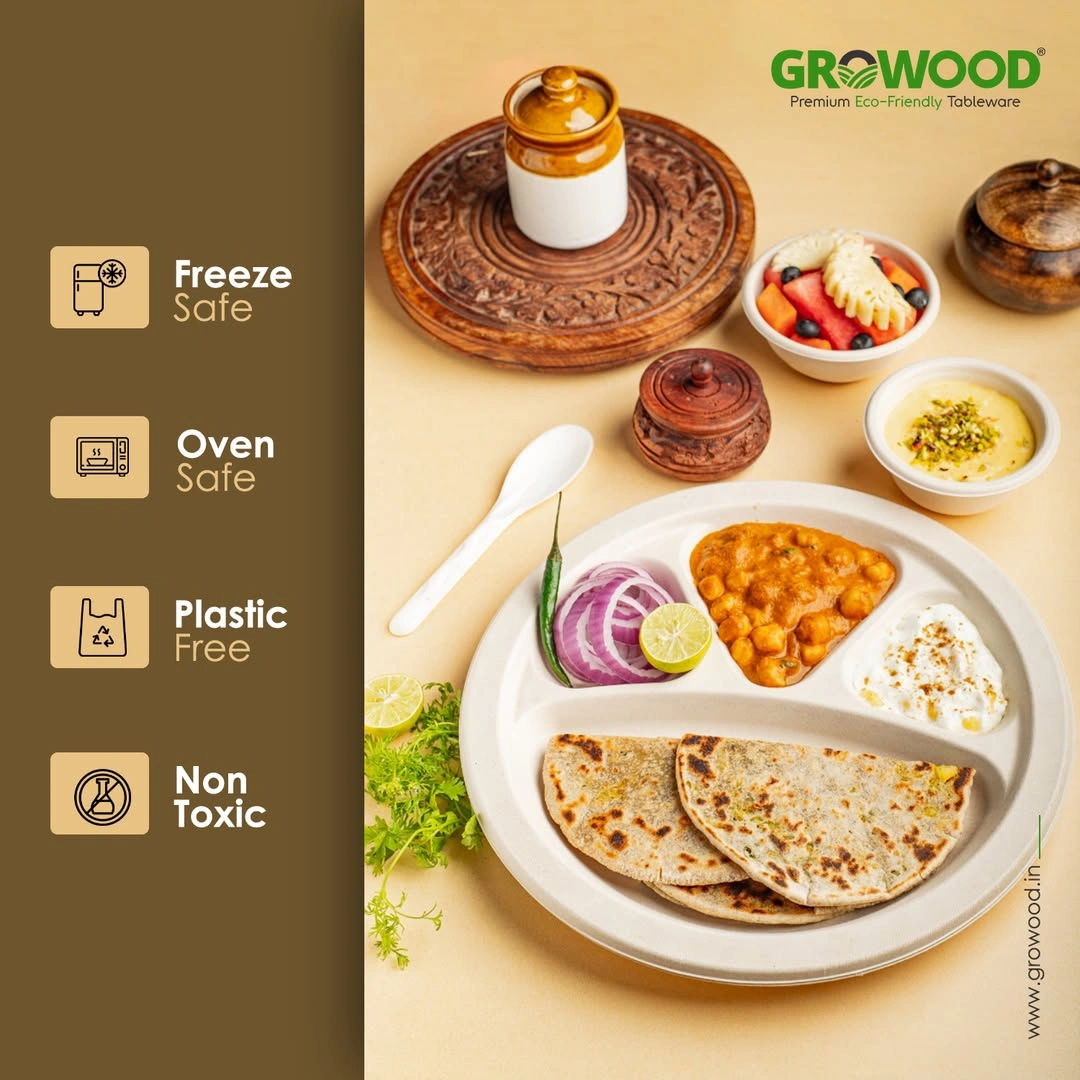 Disposable Bagasse Compartment Plate Manufacturer 